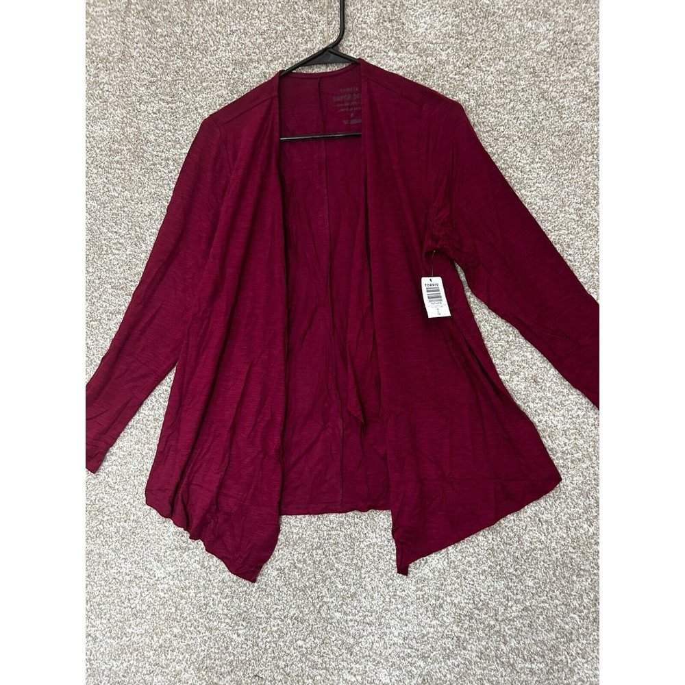 Torrid Super Soft Beet Red Slub Drape Open Cardig… - image 1